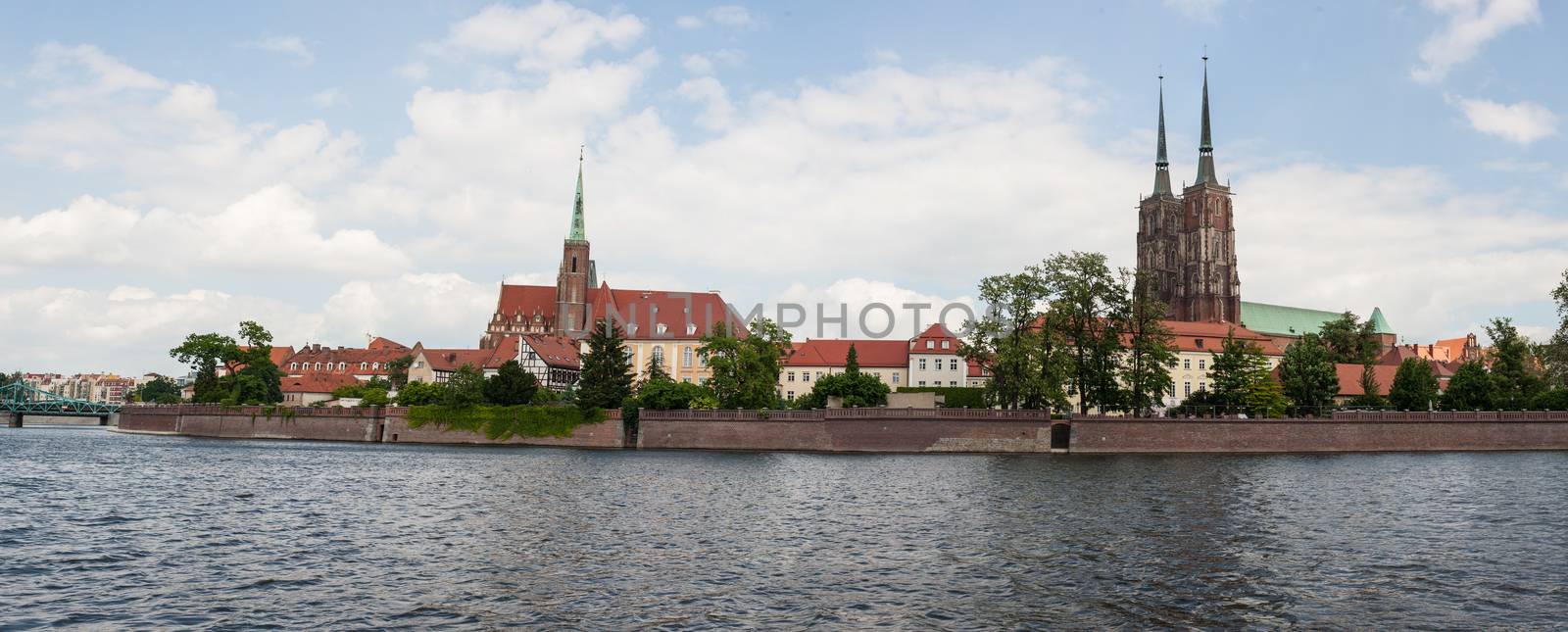 Panorama of the historical part of the Polish city of Wroclaw