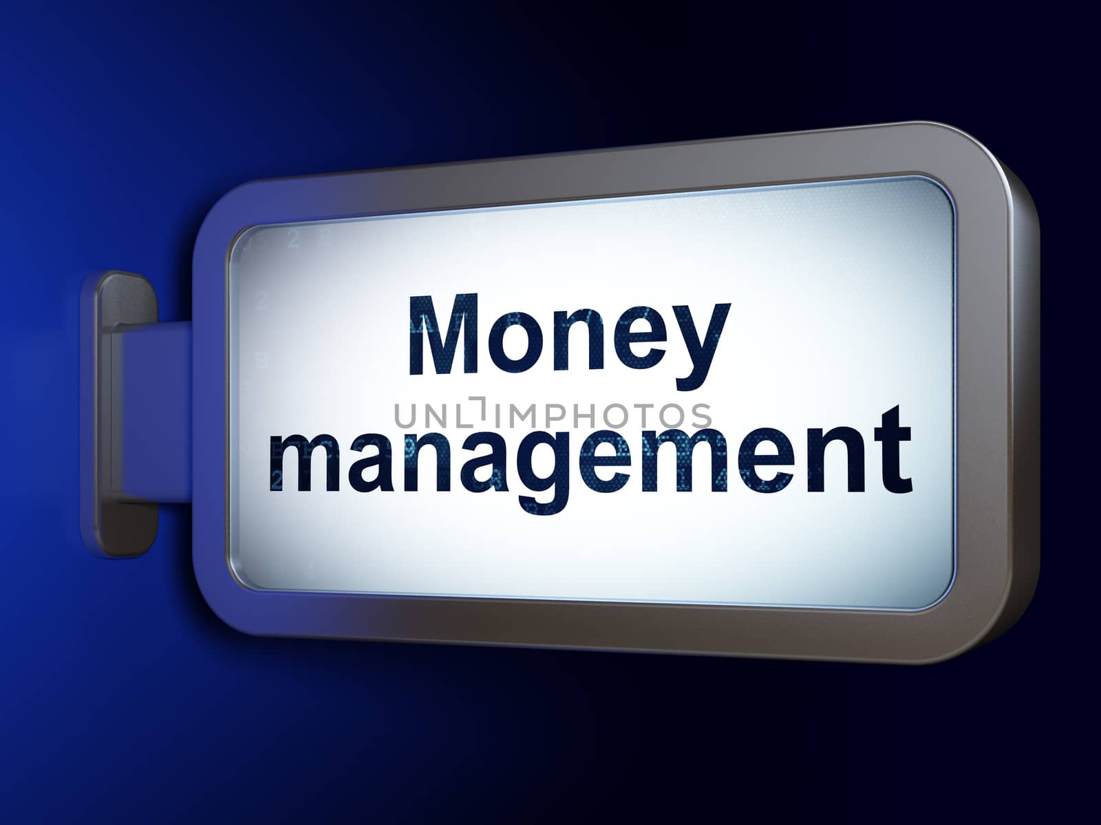 Money concept: Money Management on advertising billboard background, 3D rendering