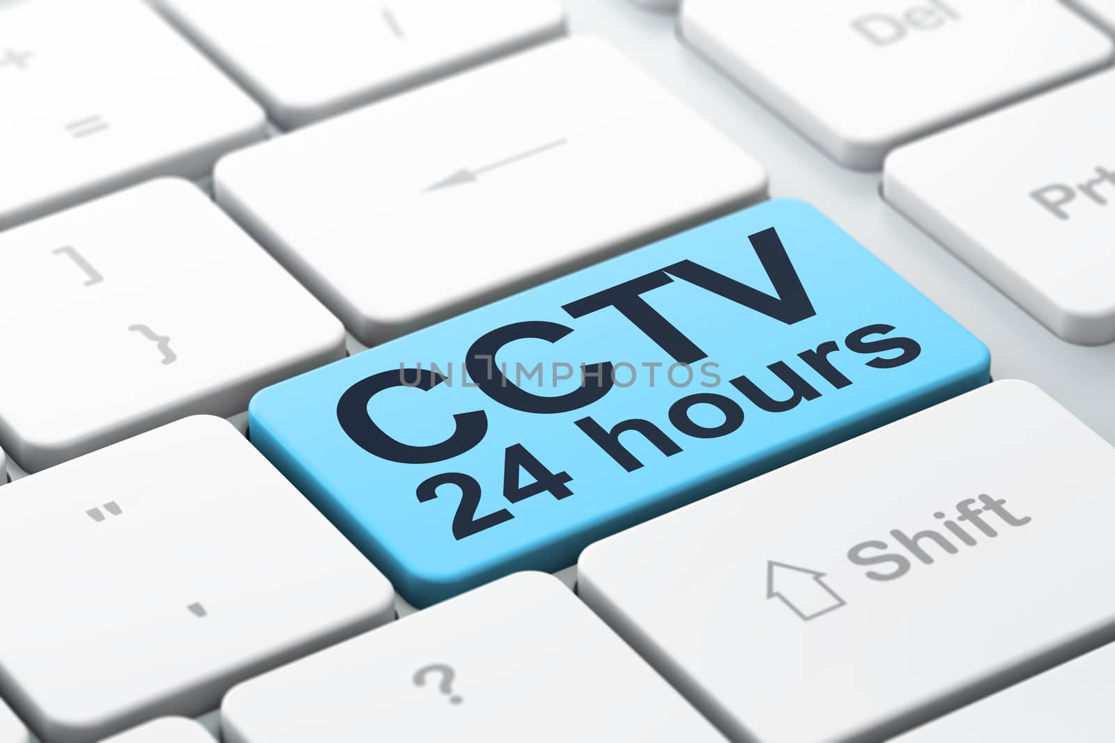 Safety concept: CCTV 24 hours on computer keyboard background by maxkabakov