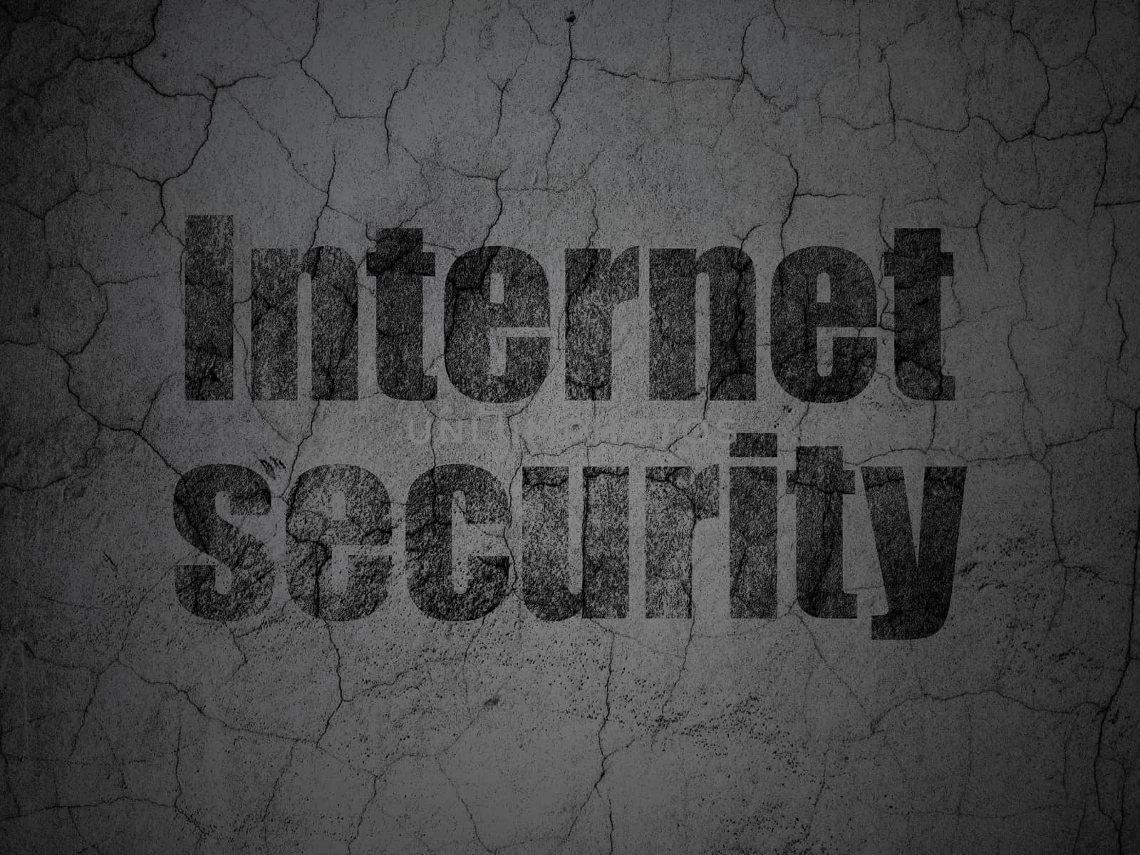 Safety concept: Black Internet Security on grunge textured concrete wall background