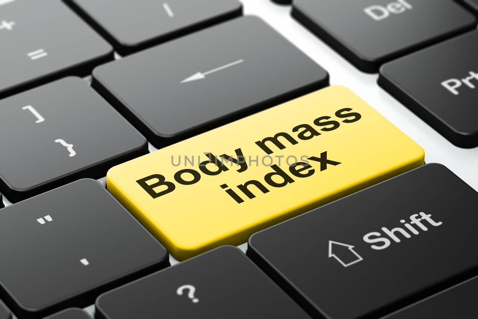 Medicine concept: Body Mass Index on computer keyboard background by maxkabakov