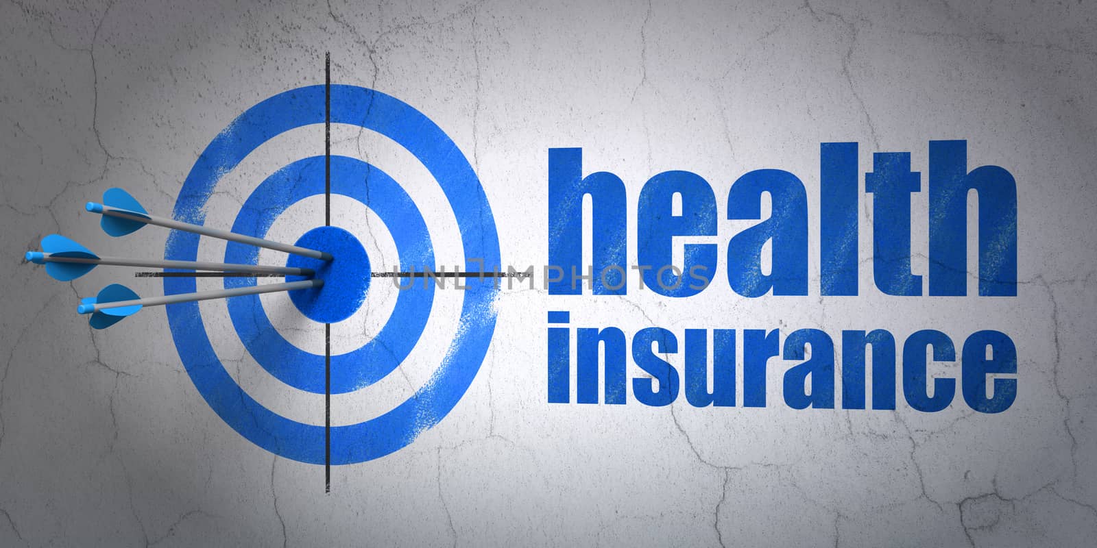 Insurance concept: target and Health Insurance on wall background by maxkabakov