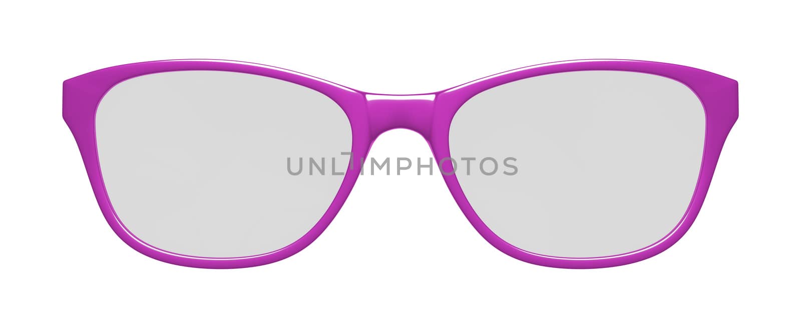 pink glasses on white background by magann