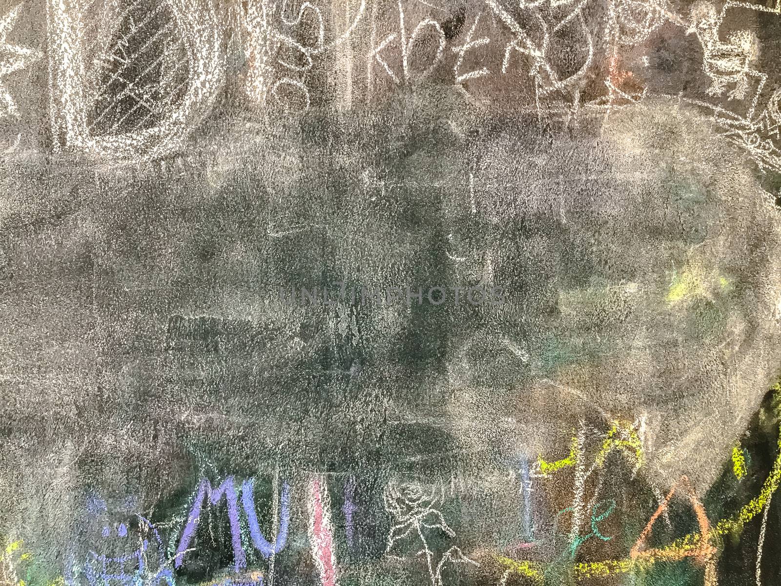 Back to school. Background with children scribbles painted by colorful chalk