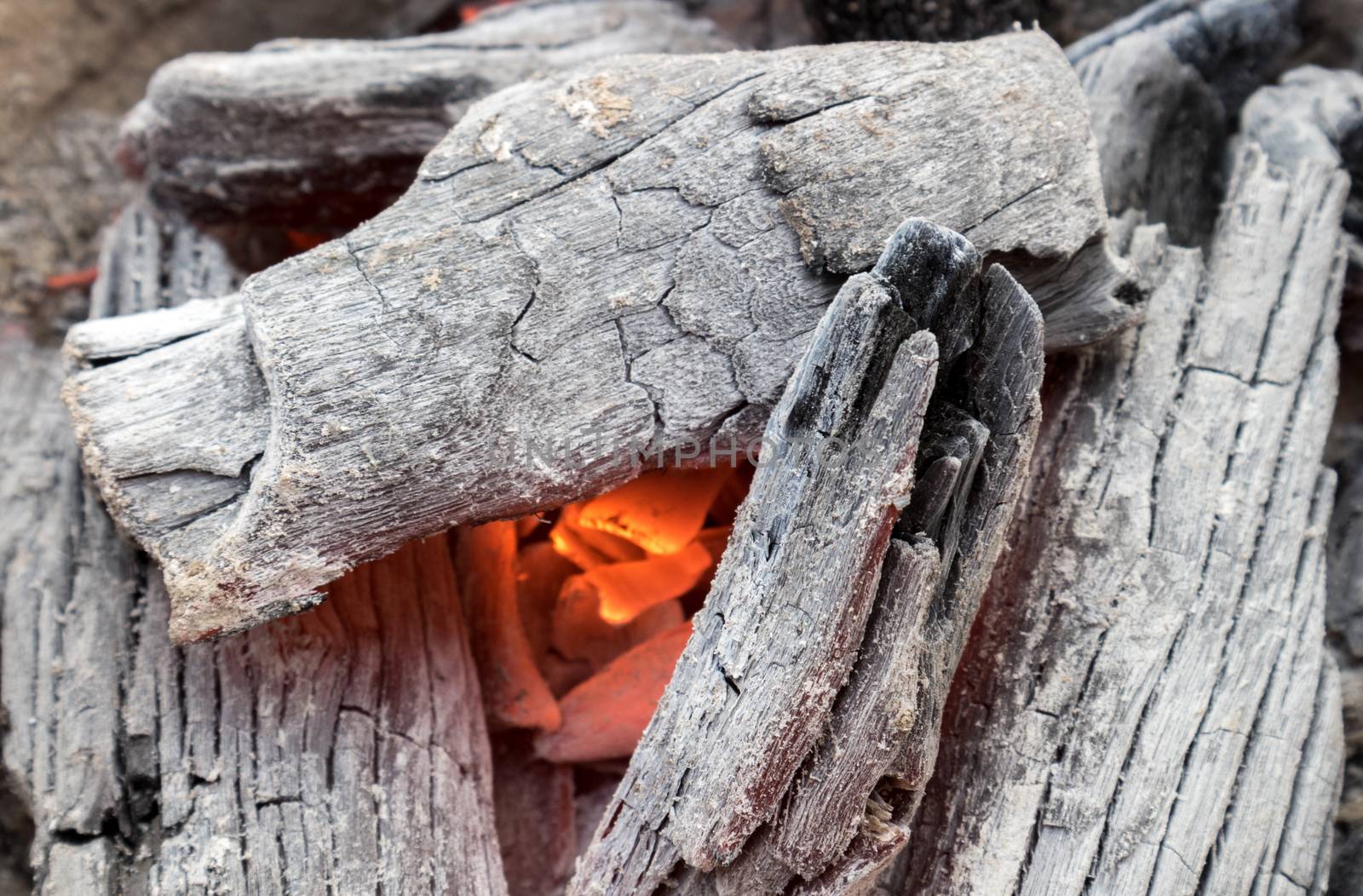 Hot burning charcoal for make cooking, select tive focus
