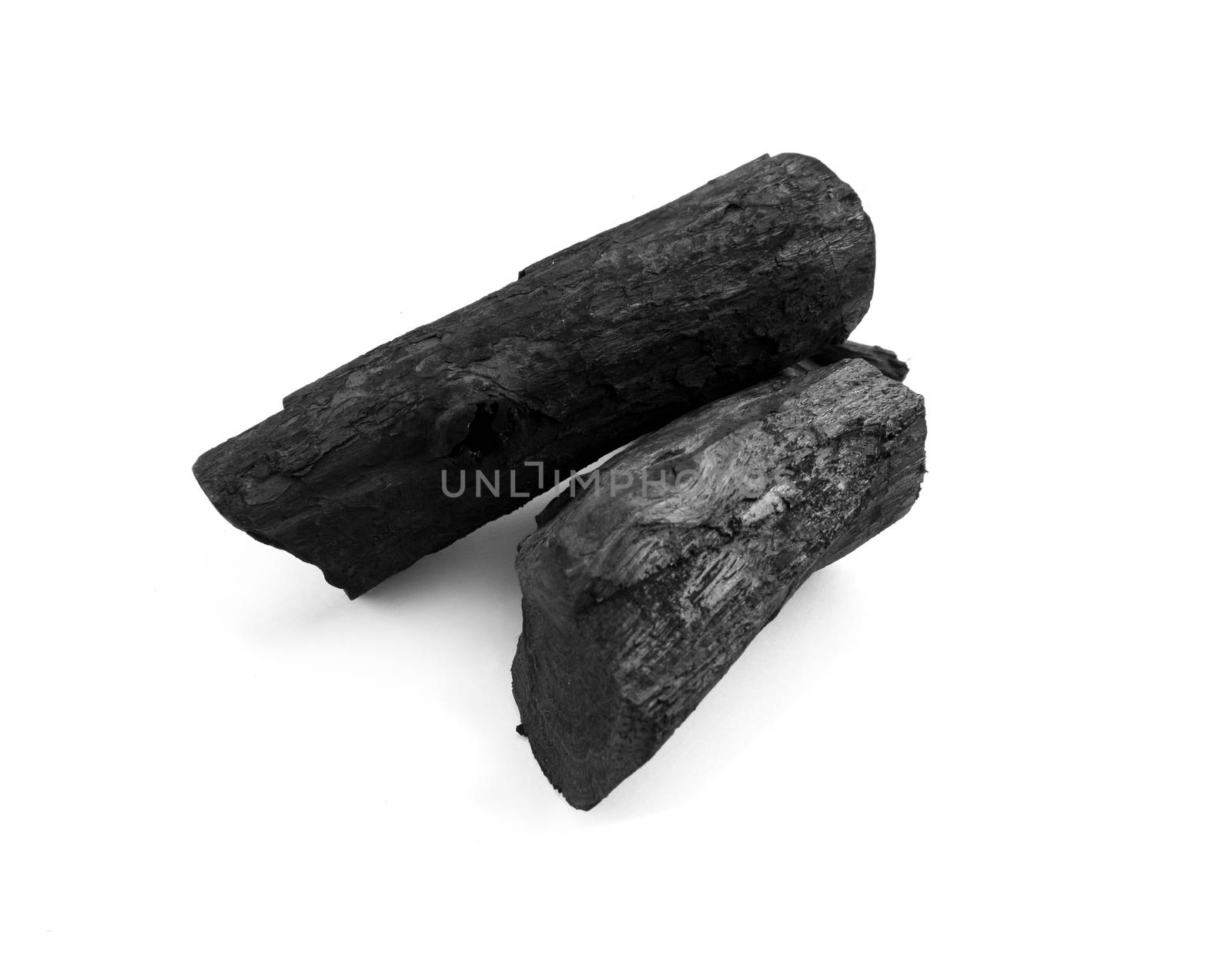 Black charcoal on white background