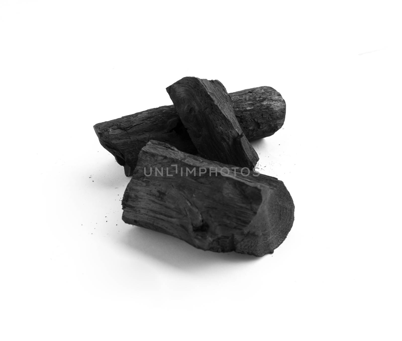 Black charcoal on white background