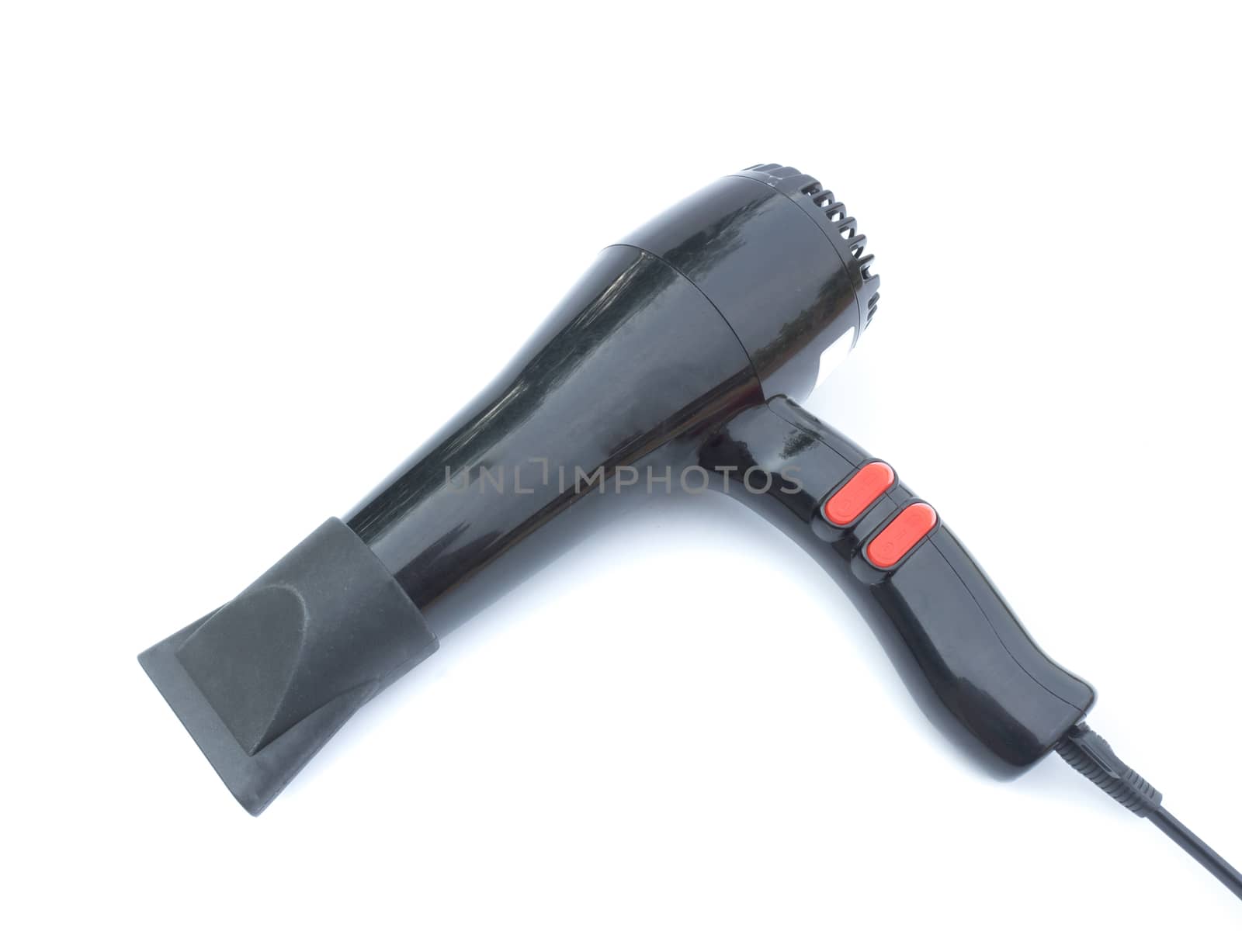 Hair dryer on white background, hair beauty concept