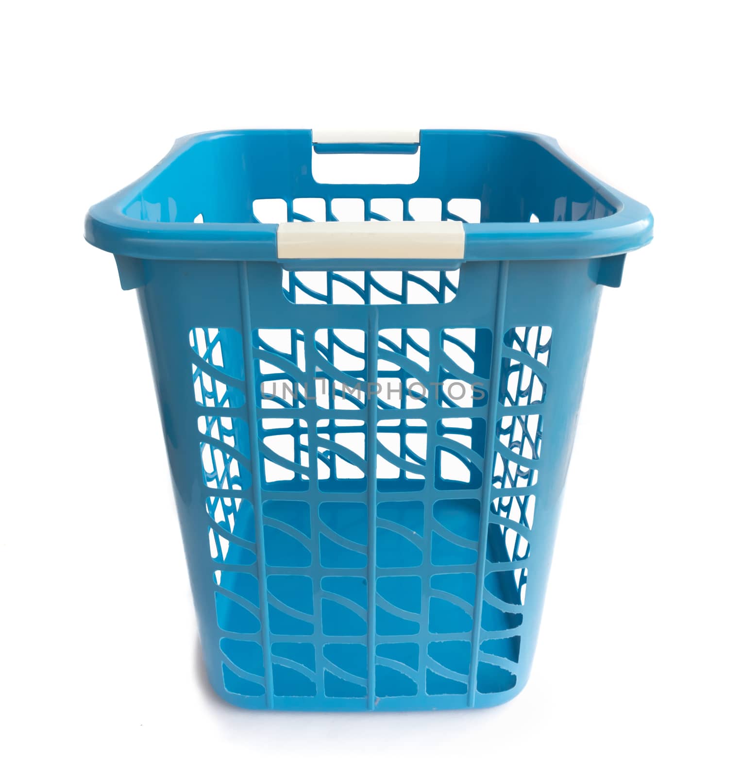 Empty Blue fabric basket on white background by pt.pongsak@gmail.com