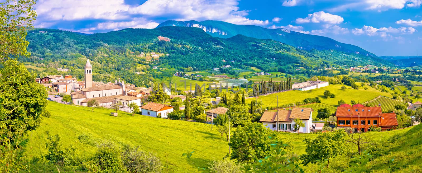 Picturesque village of Pazzon panoramic view, Veneto region of Italy