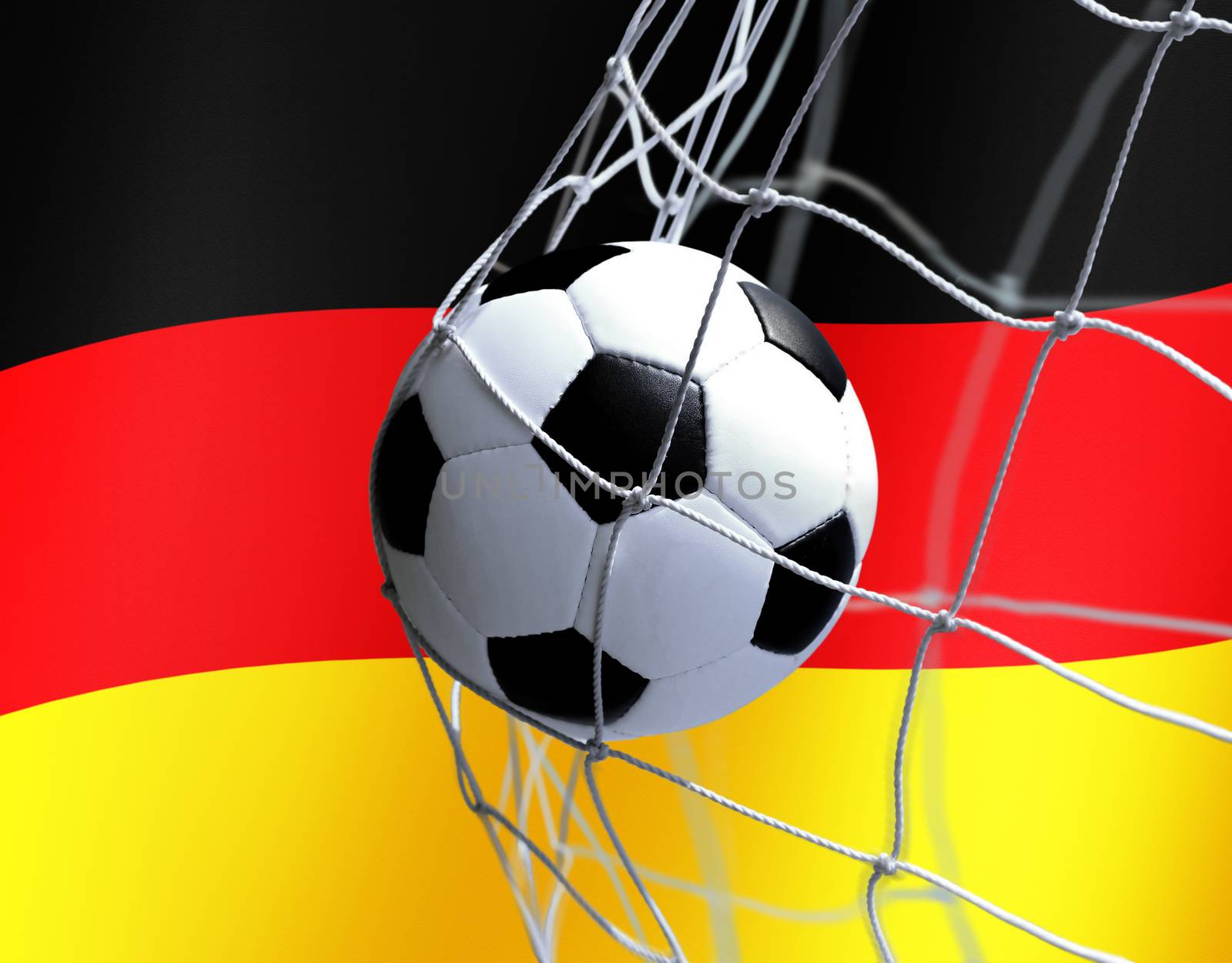 soccer ball on German flag background by ssuaphoto