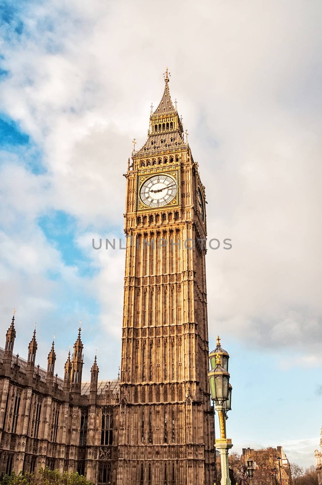 Big Ben is the nickname for the Great Bell of the clock at the north end of the Palace of Westminster in London