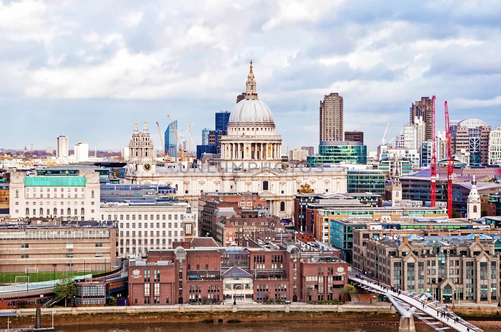 The St Paul's Cathedral and central business district of London by mitakag