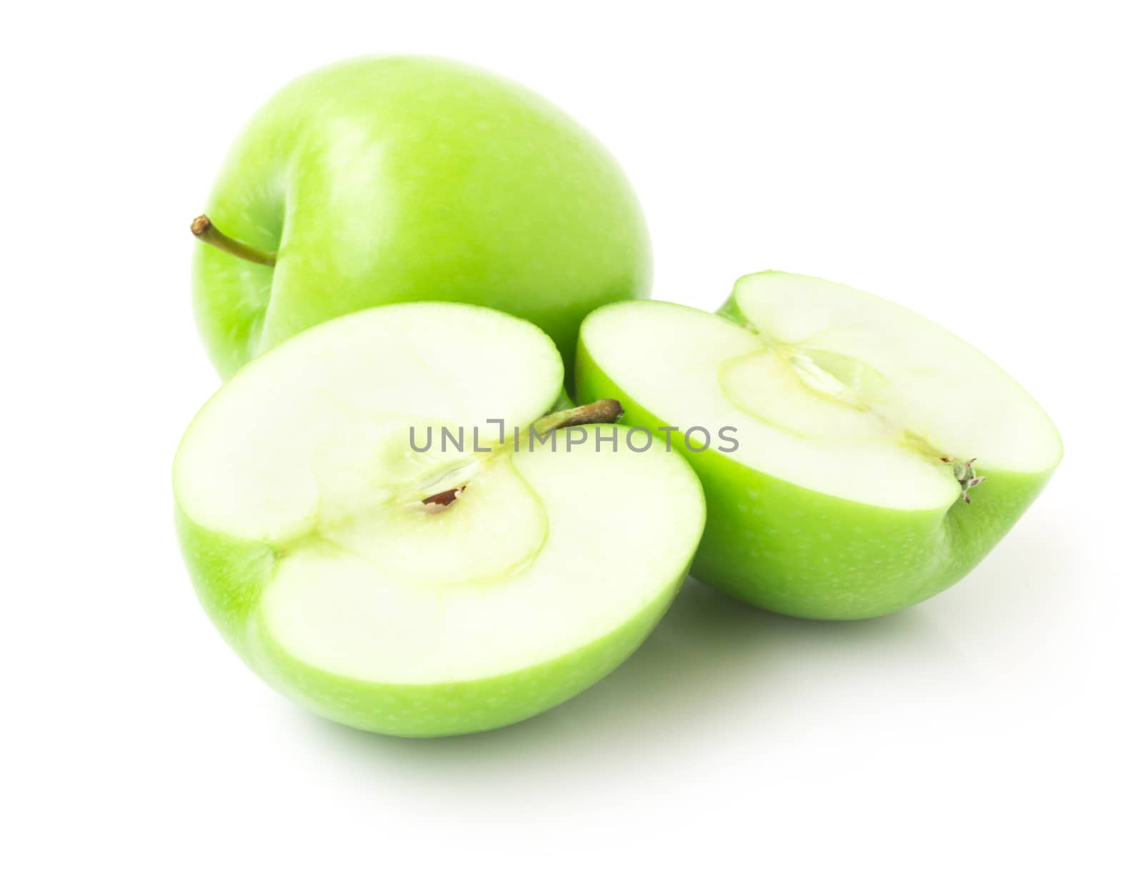 Green apple on white background, fruit healthy concept