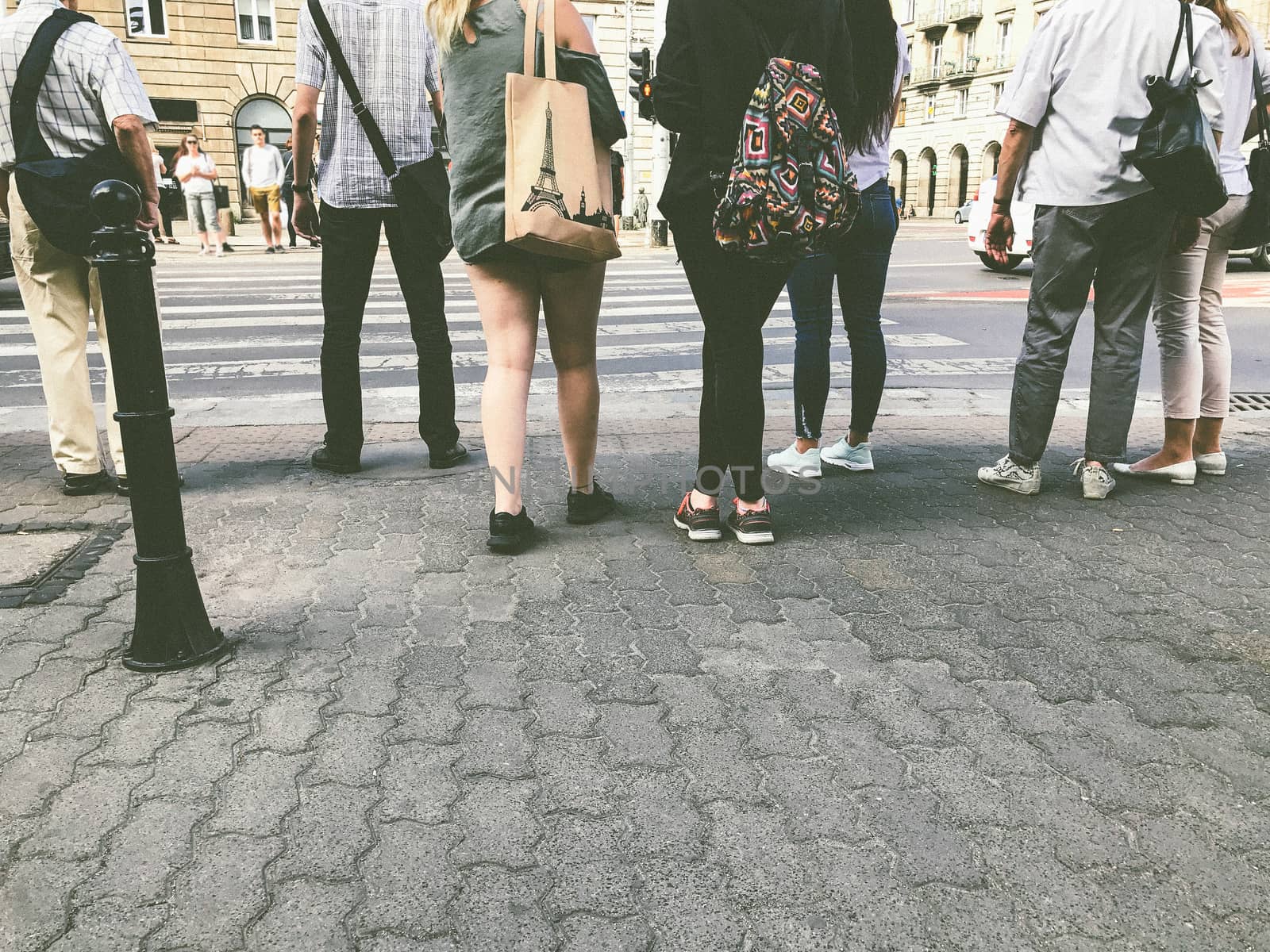 Urban life. People Walking In A Big City Street