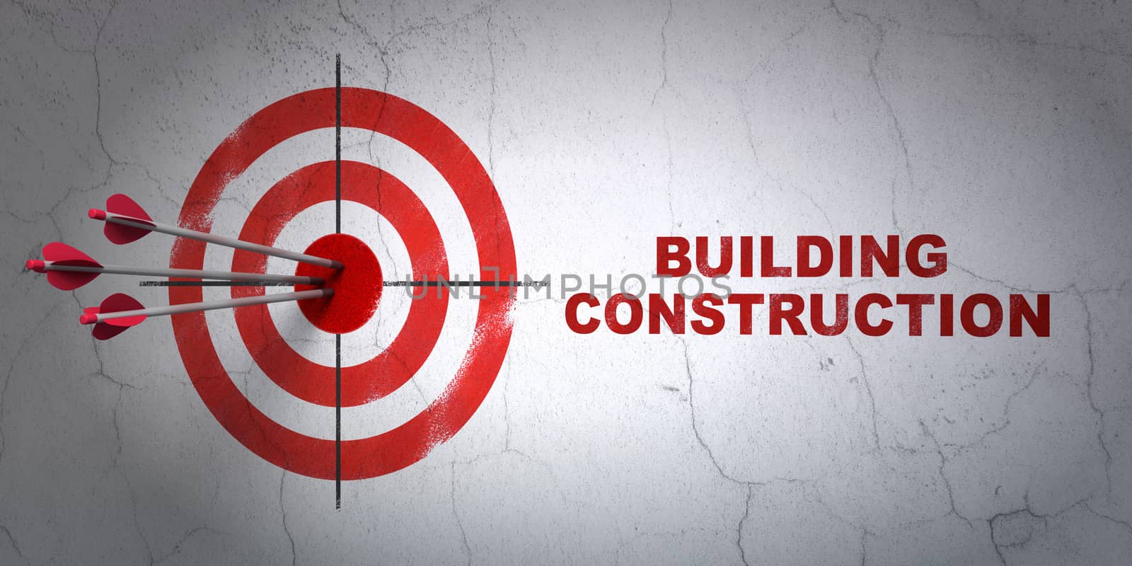 Construction concept: target and Building Construction on wall background by maxkabakov