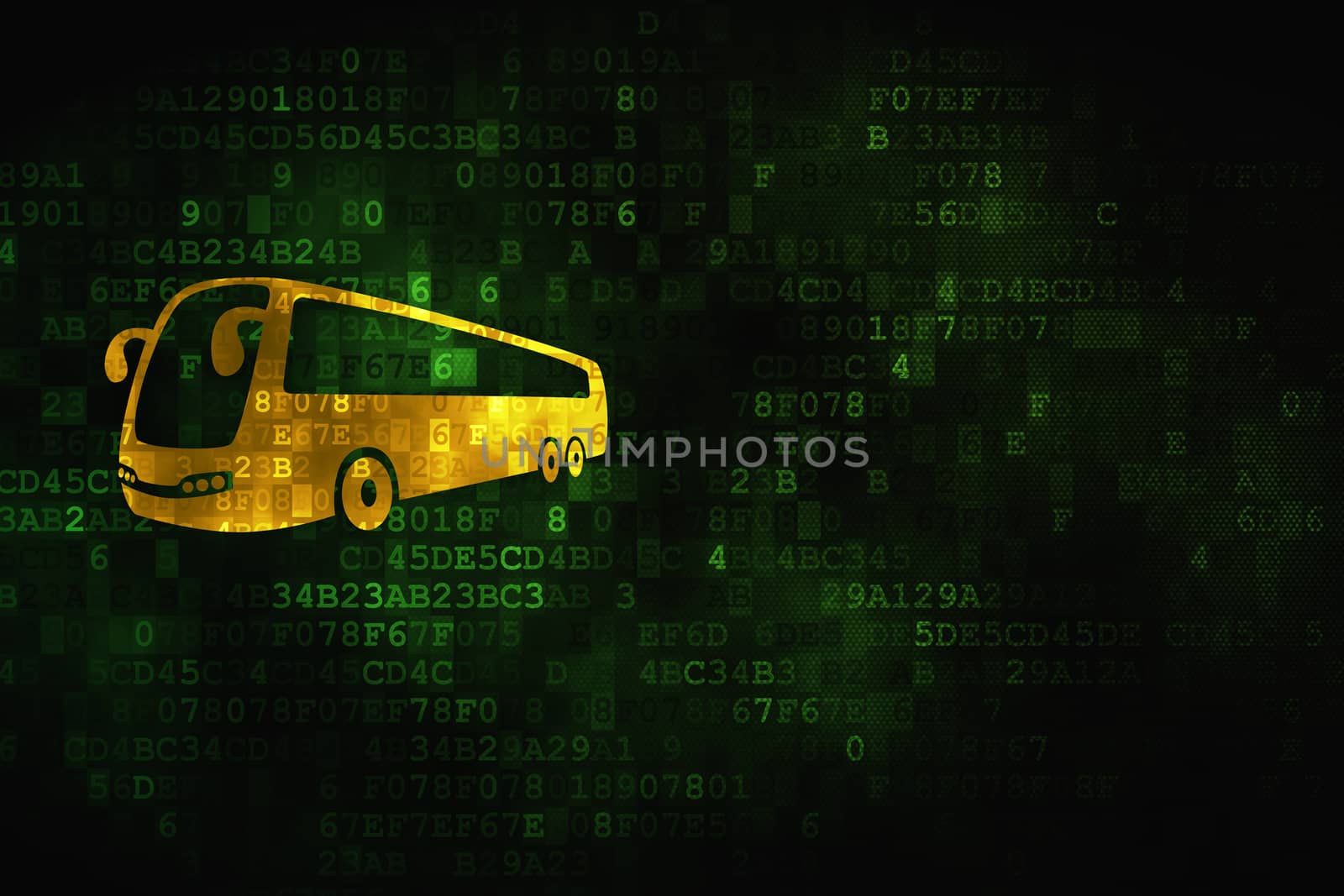 Travel concept: Bus on digital background by maxkabakov