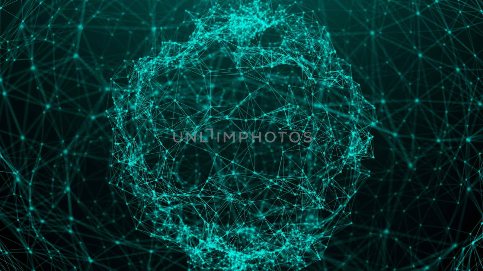 Abstract background with connection dots. Digital sphere. 3d rendering