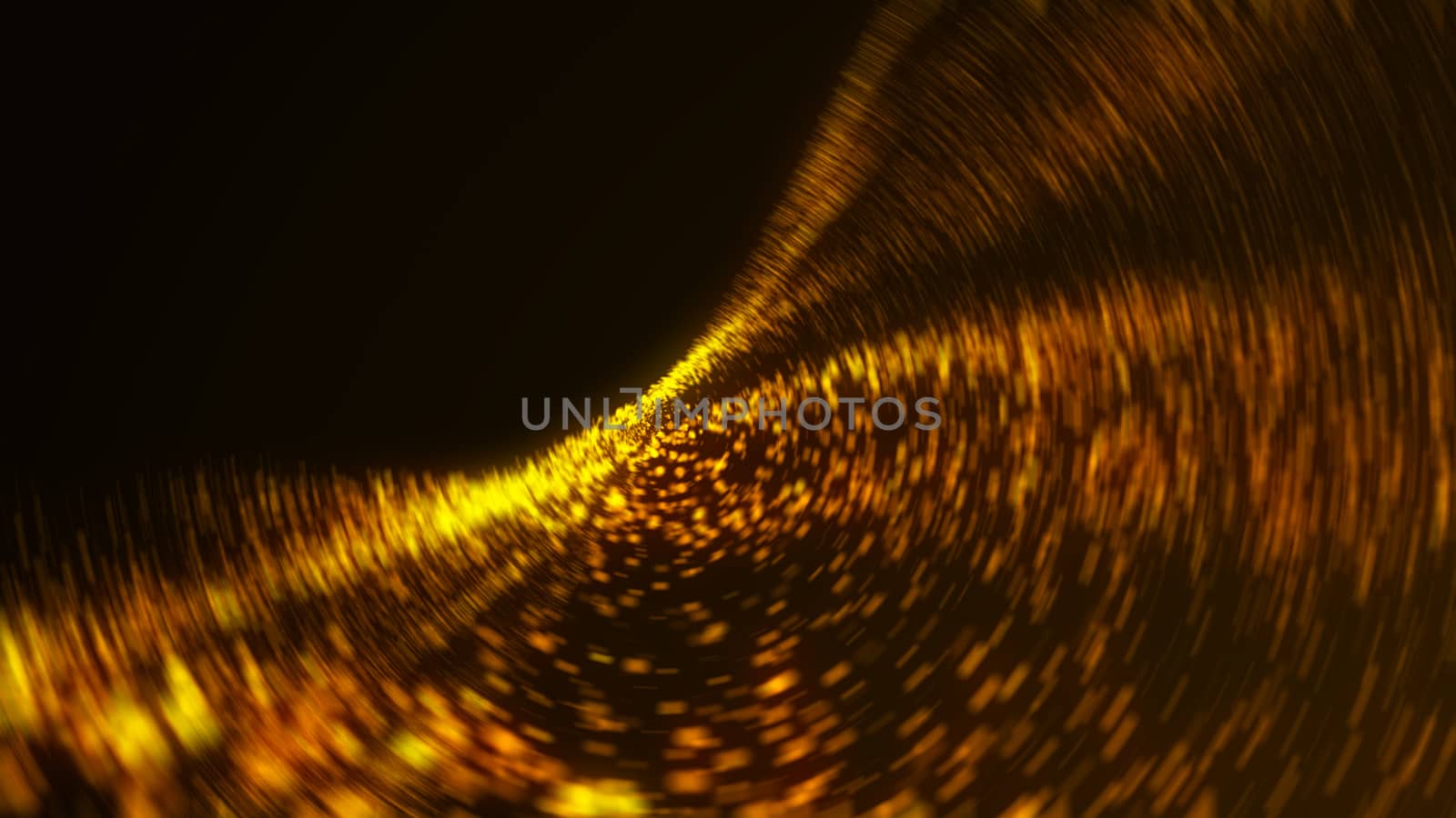 Spiral gold background consisting of particles. Abstract digital backdrop by nolimit046