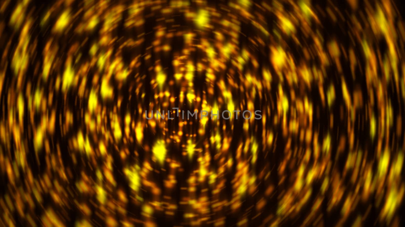 Spiral gold background consisting of particles. Abstract digital backdrop. 3D rendering