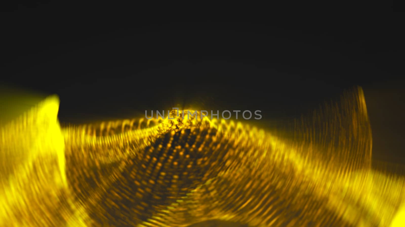 Luxurious gold sparkling particles wave background. 3d rendering