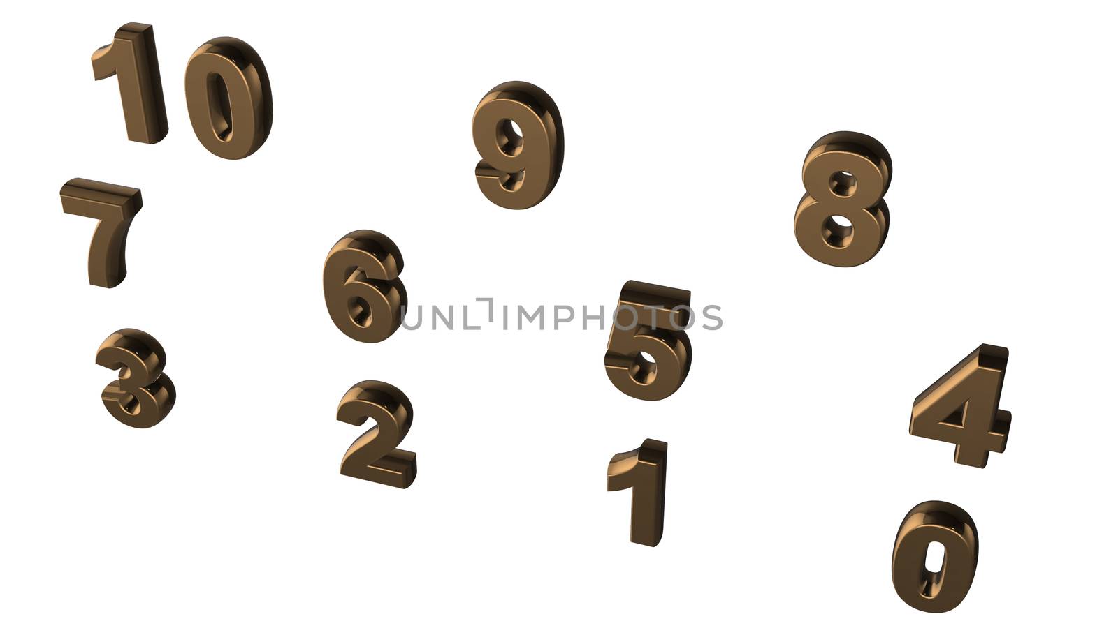 Abstract background from set of three-dimensional numbers. 3d rendering