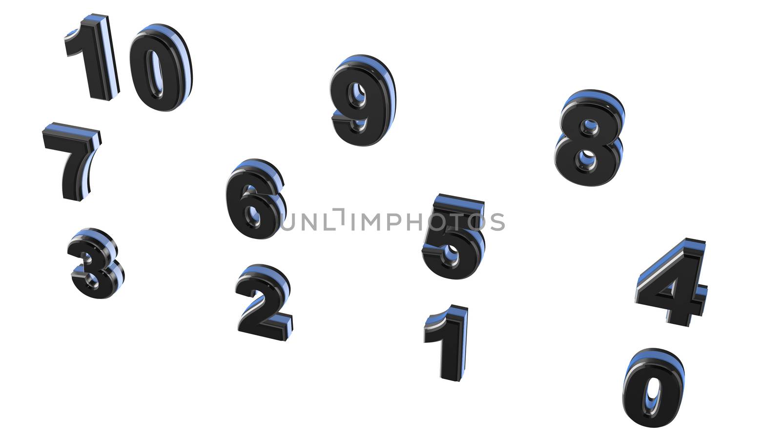 Abstract background from set of three-dimensional numbers. 3d rendering