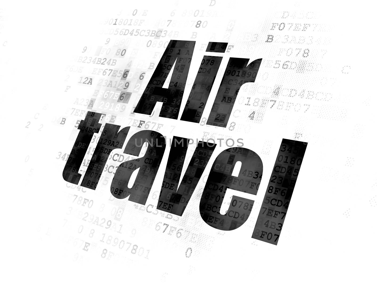 Travel concept: Pixelated black text Air Travel on Digital background