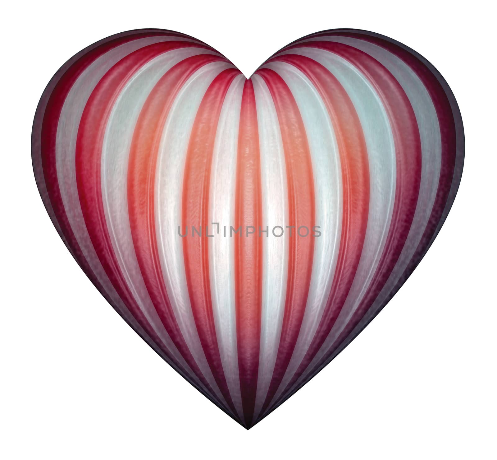 Digital illustration of a heart shaped candy cane.
