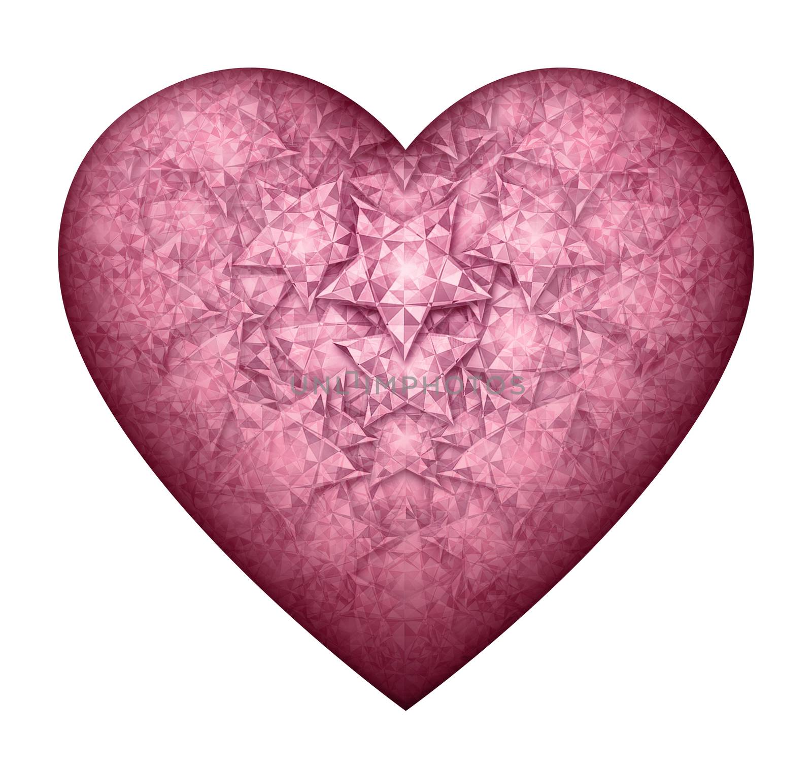 Digital illustration of a pink heart with diamonds showing through.