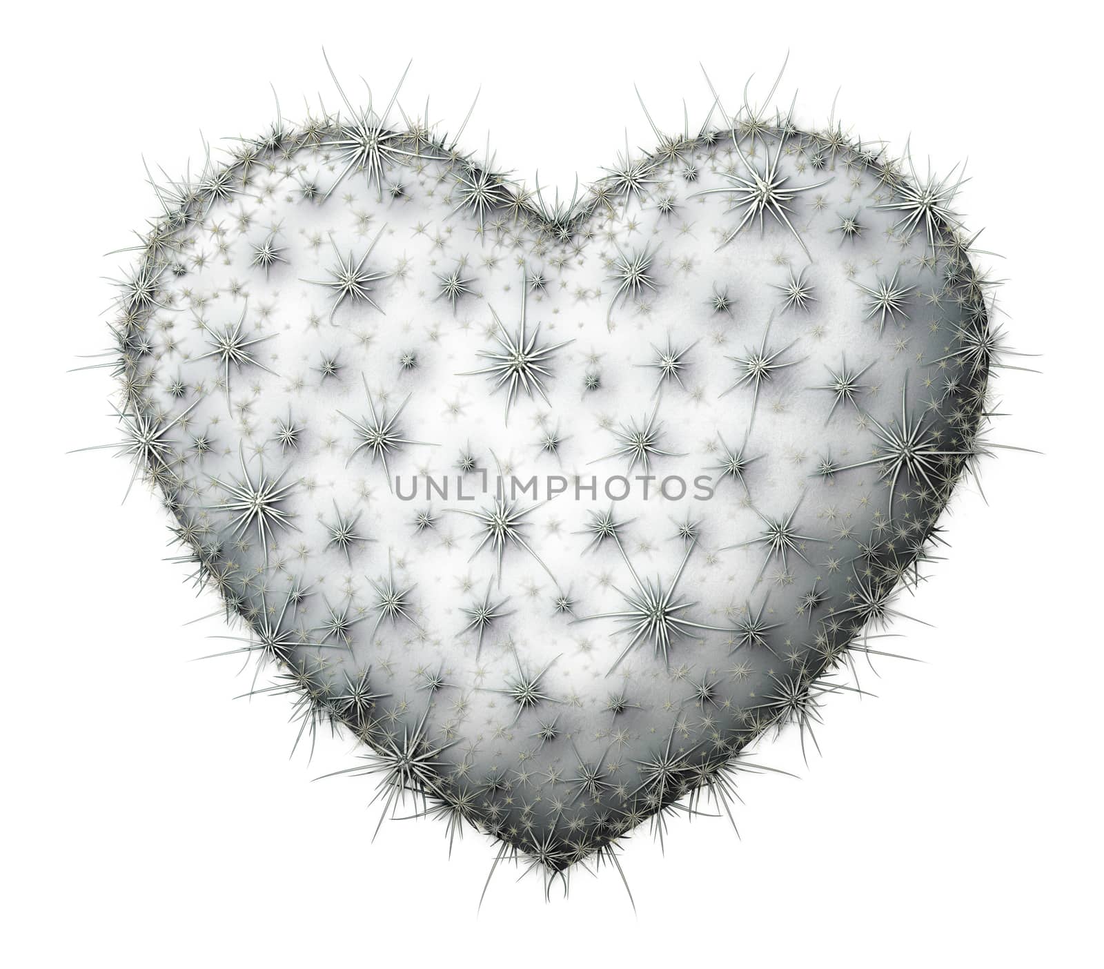 Digital illustration of a heart shaped prickly pear cactus.