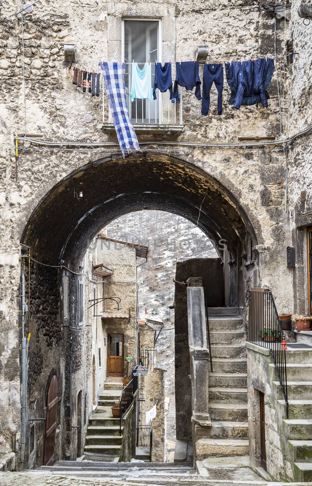 pictorial old streets of Italian villages in Abruzzi, Italy