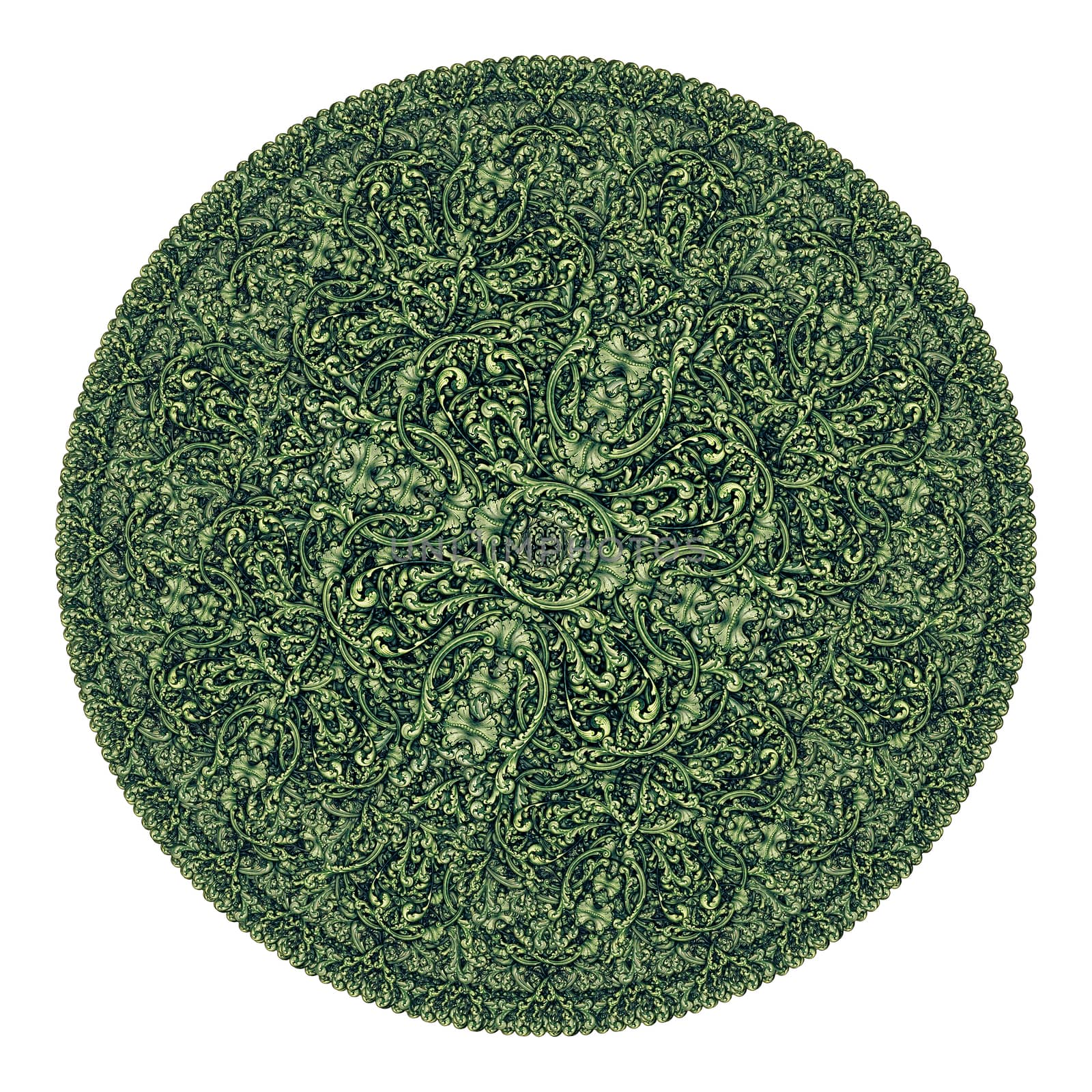 Photo-illustration of a pattern built from parts of United States currency bills.