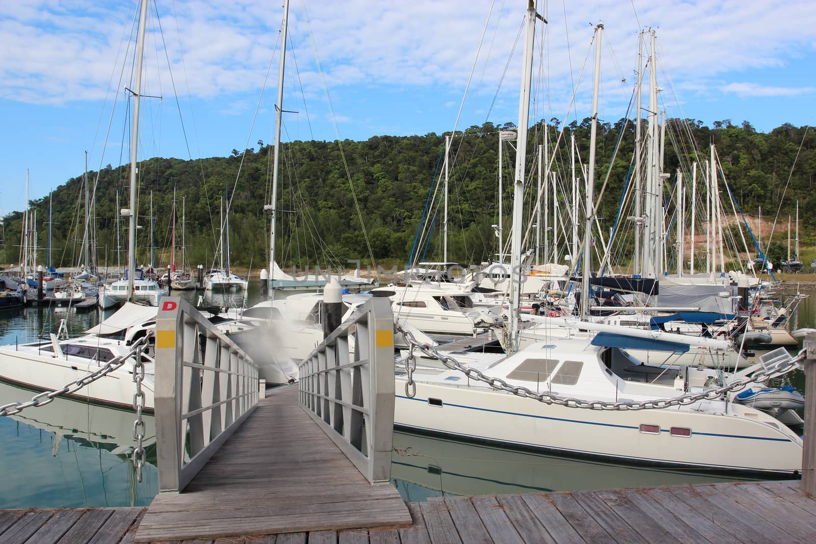 Yacht parking on the island