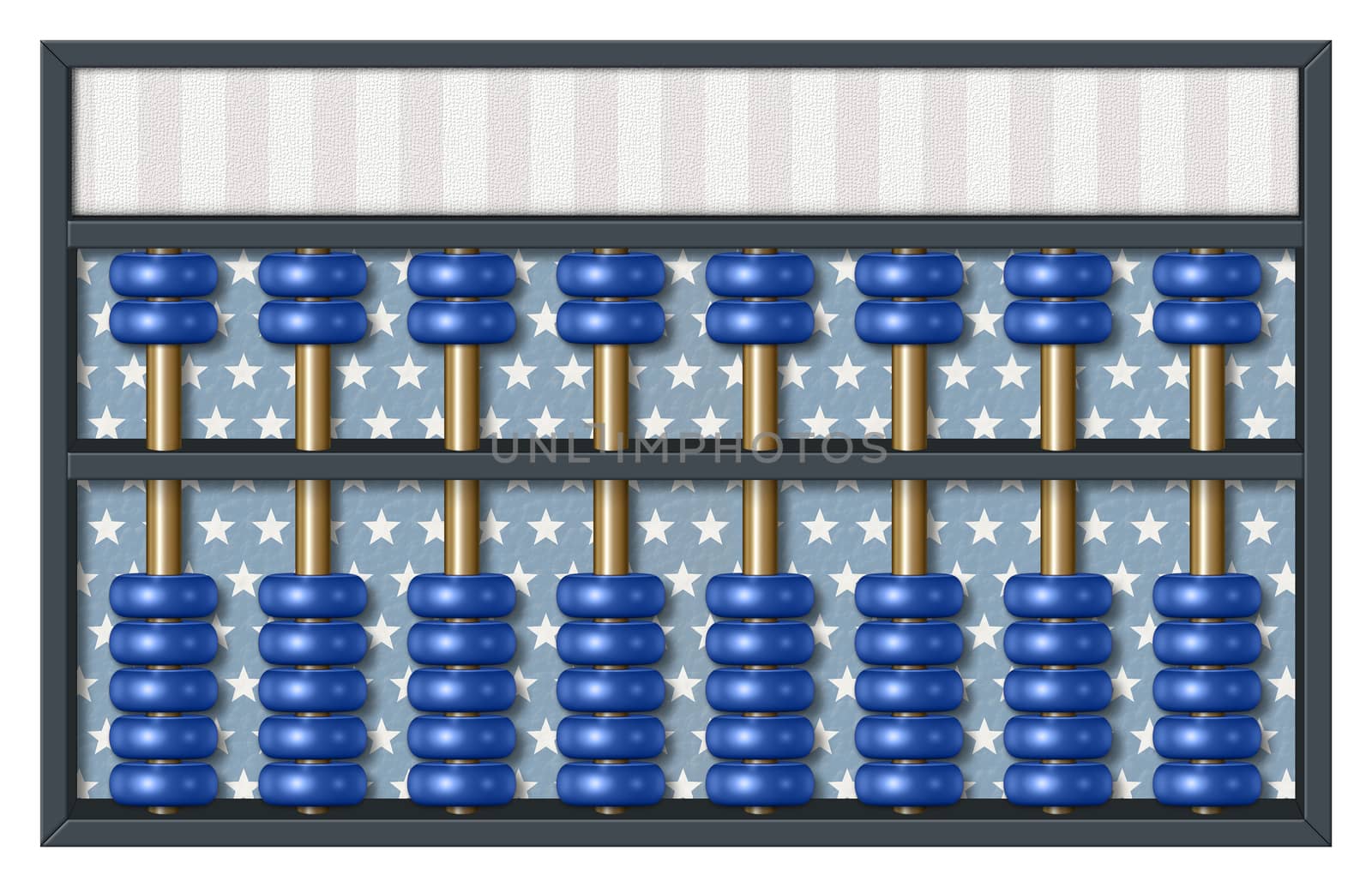 Digital illustration of an abacus to count Democrat; votes. Area for text or title is included.