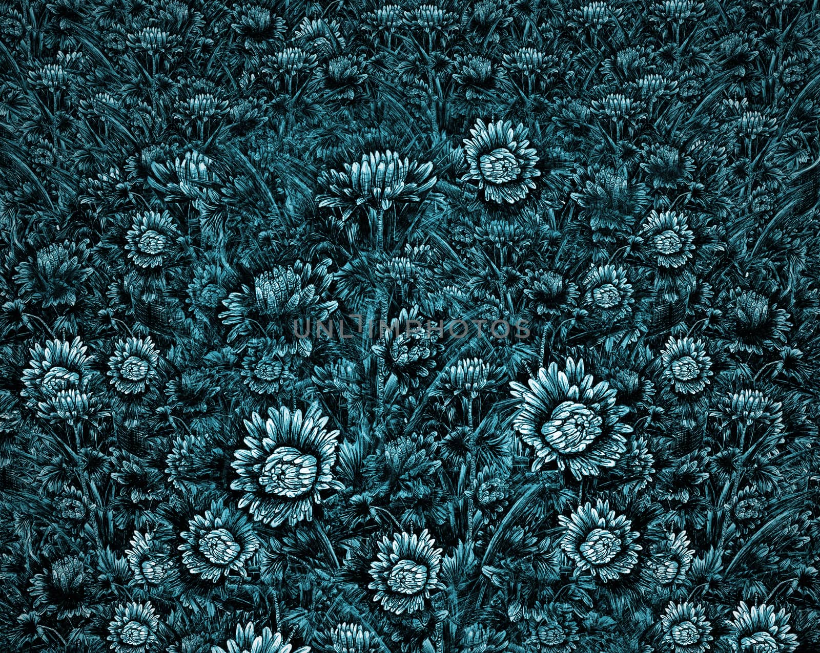 Digital composite using my pen and ink floral sketches.