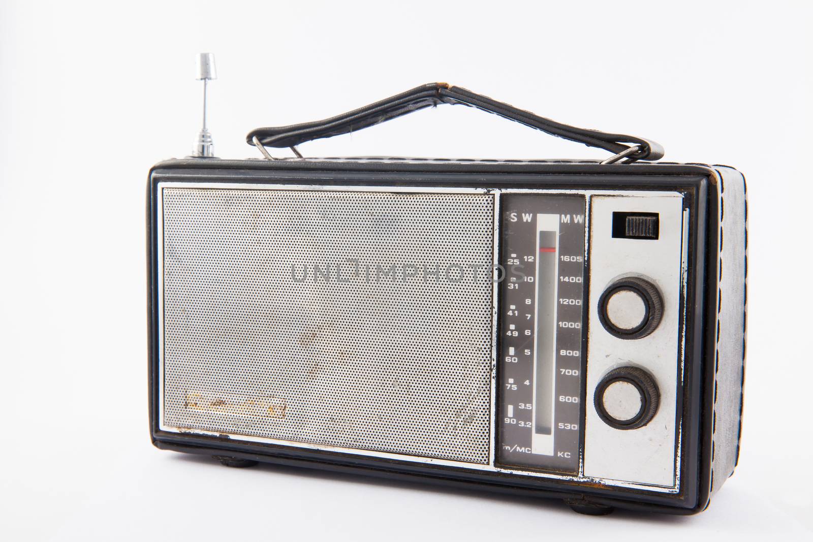 Old retro radio isolated on white background