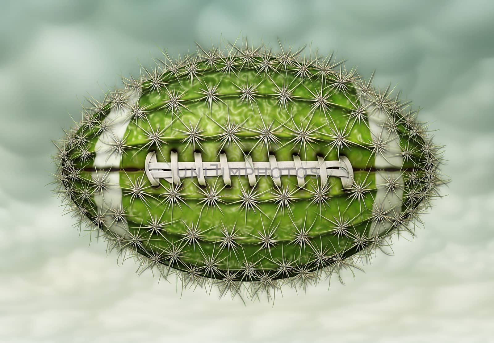 Digital illustration of a football-shaped cactus.