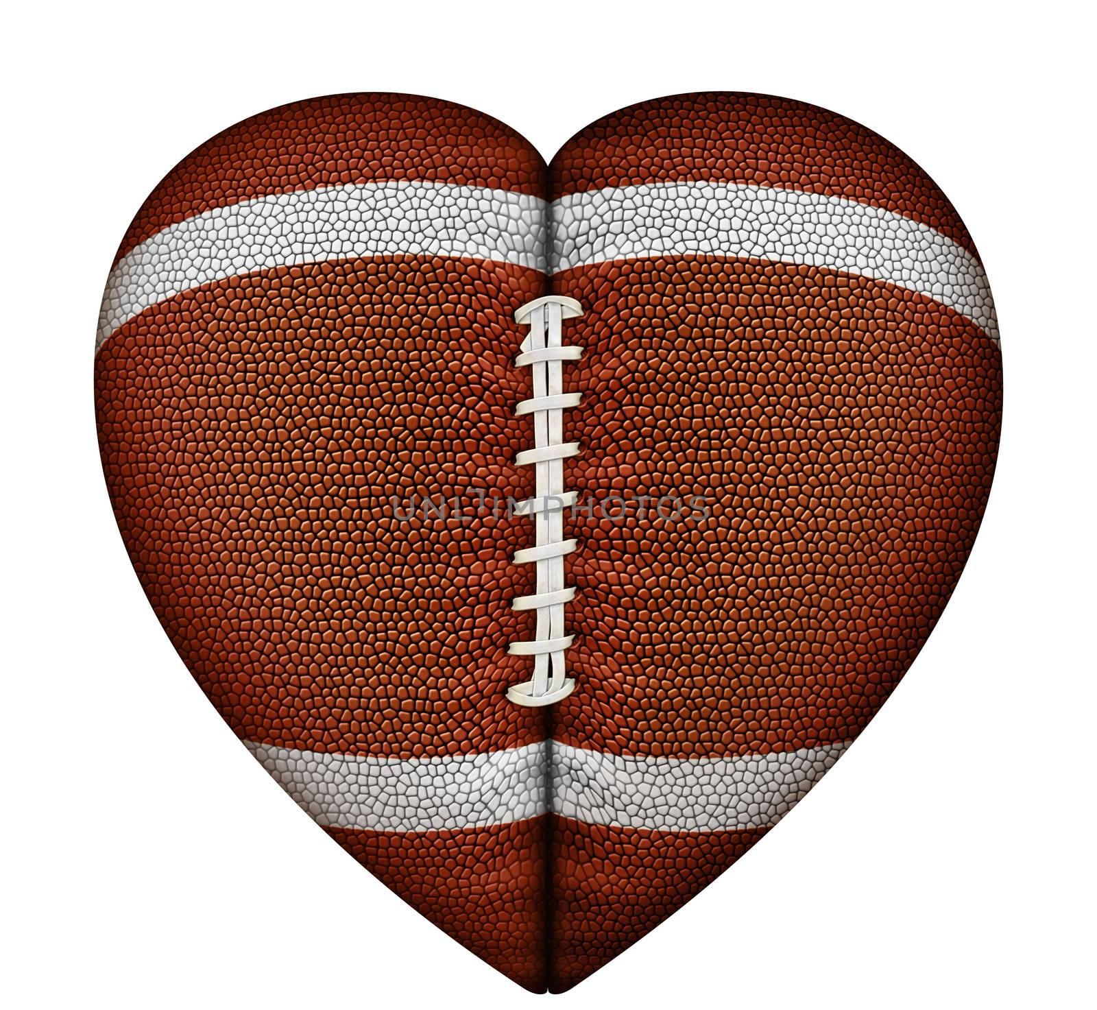 Digital illustration of a heart-shaped football.