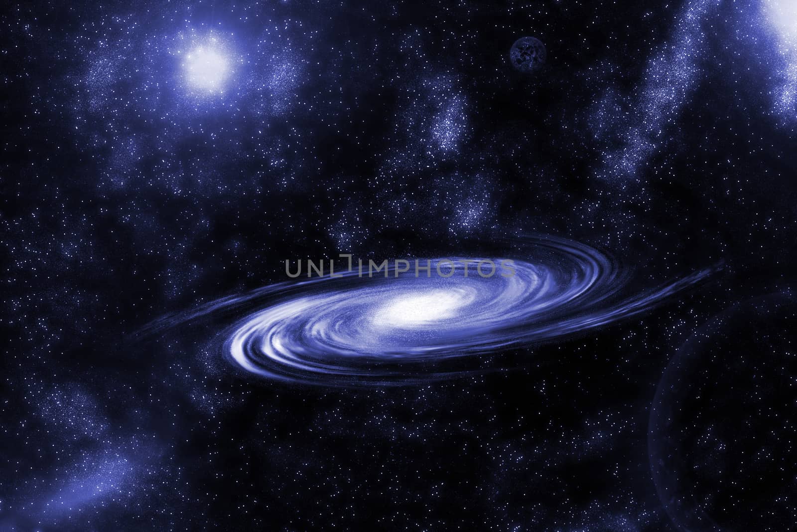 Image of spiral galaxy. Spiral galaxy in deep space with star field background. Computer generated abstract background.