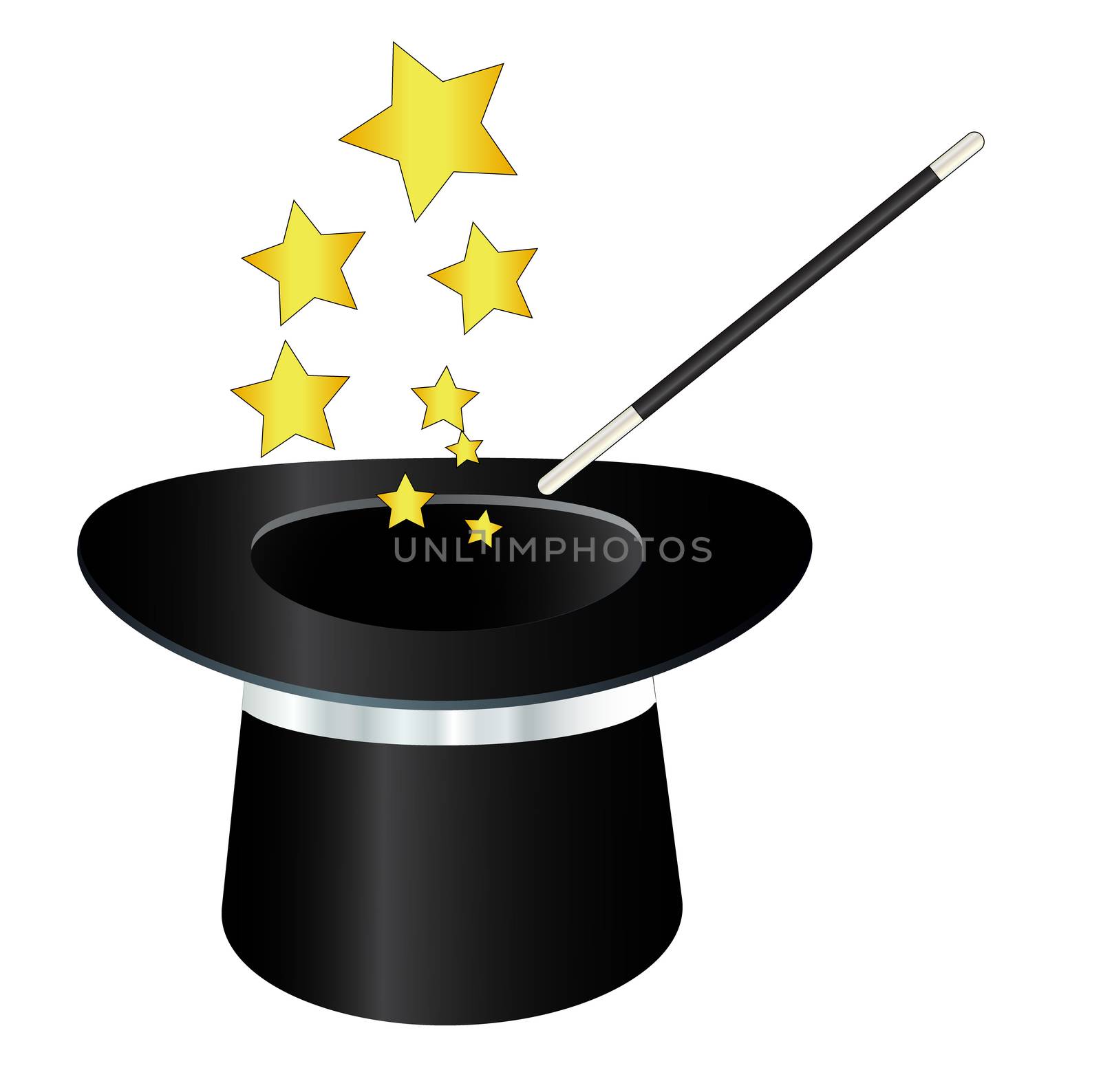 Vector magic hat cylinder with wand