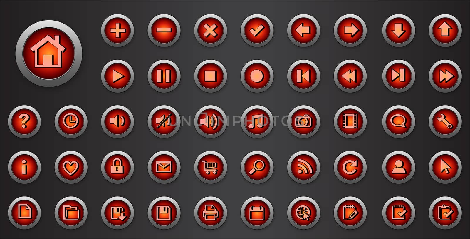 Web Icons set. Internet buttons collection with signs.