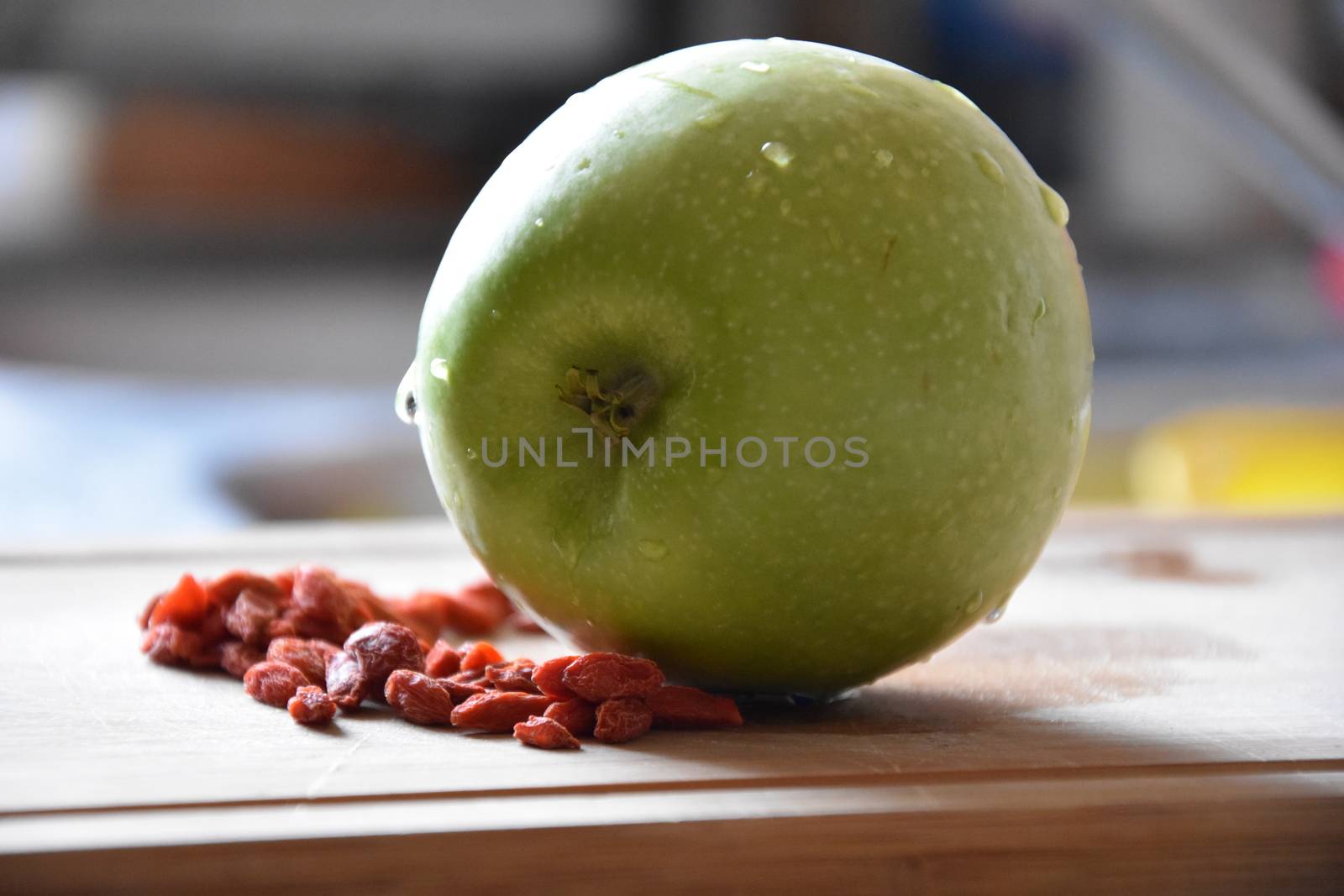 Goji berries and apple background, beautiful banner wallpaper design illustration 