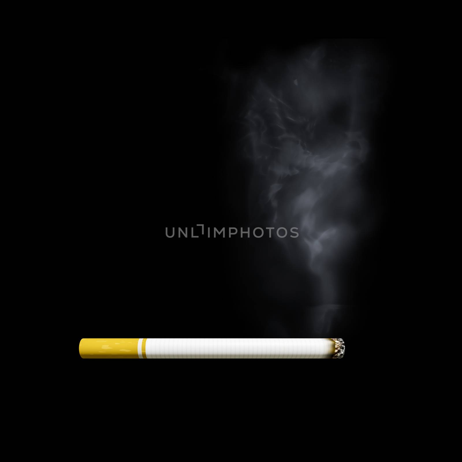3d illustration of a smoking cigarette side view
