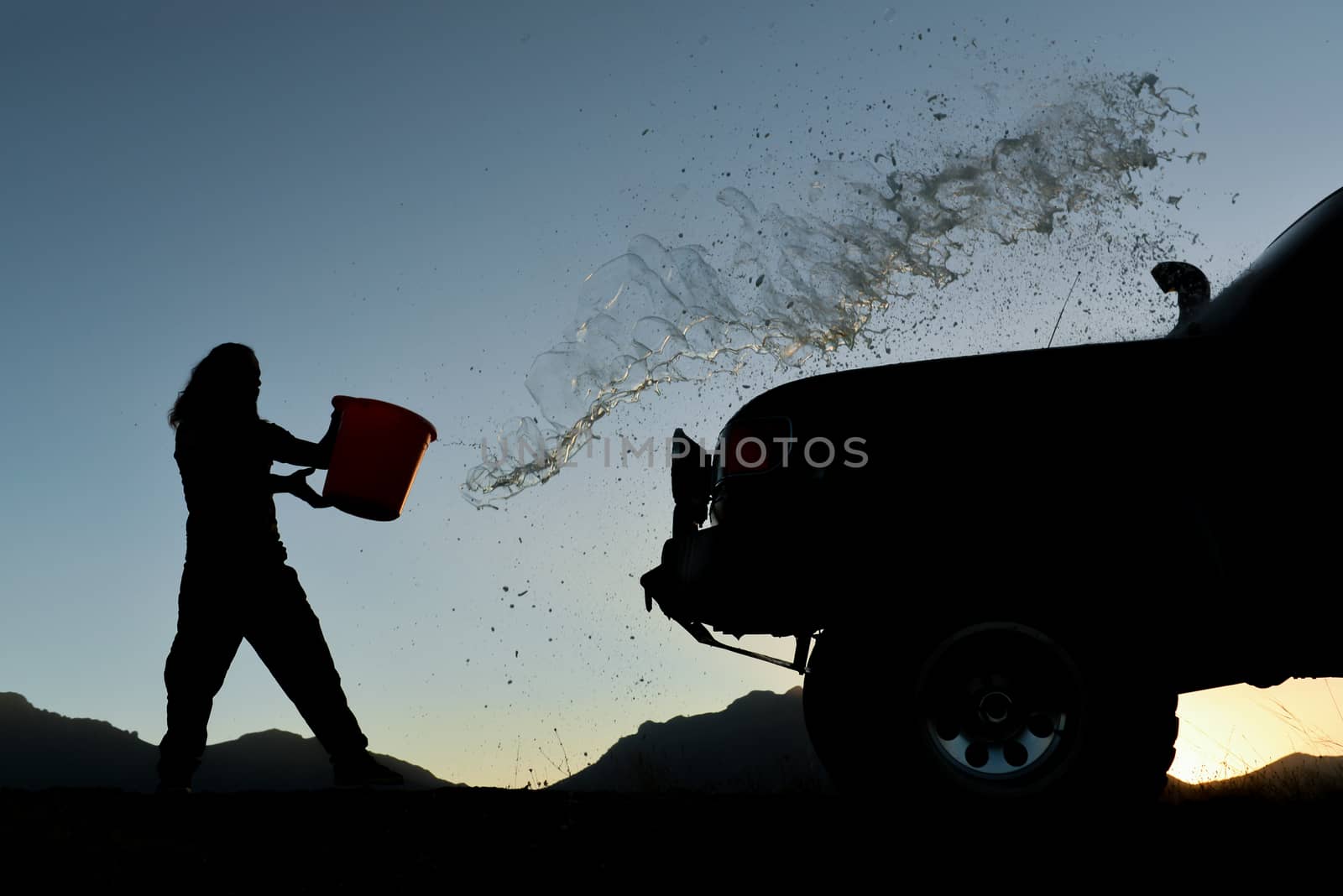 Clearing the land vehicle