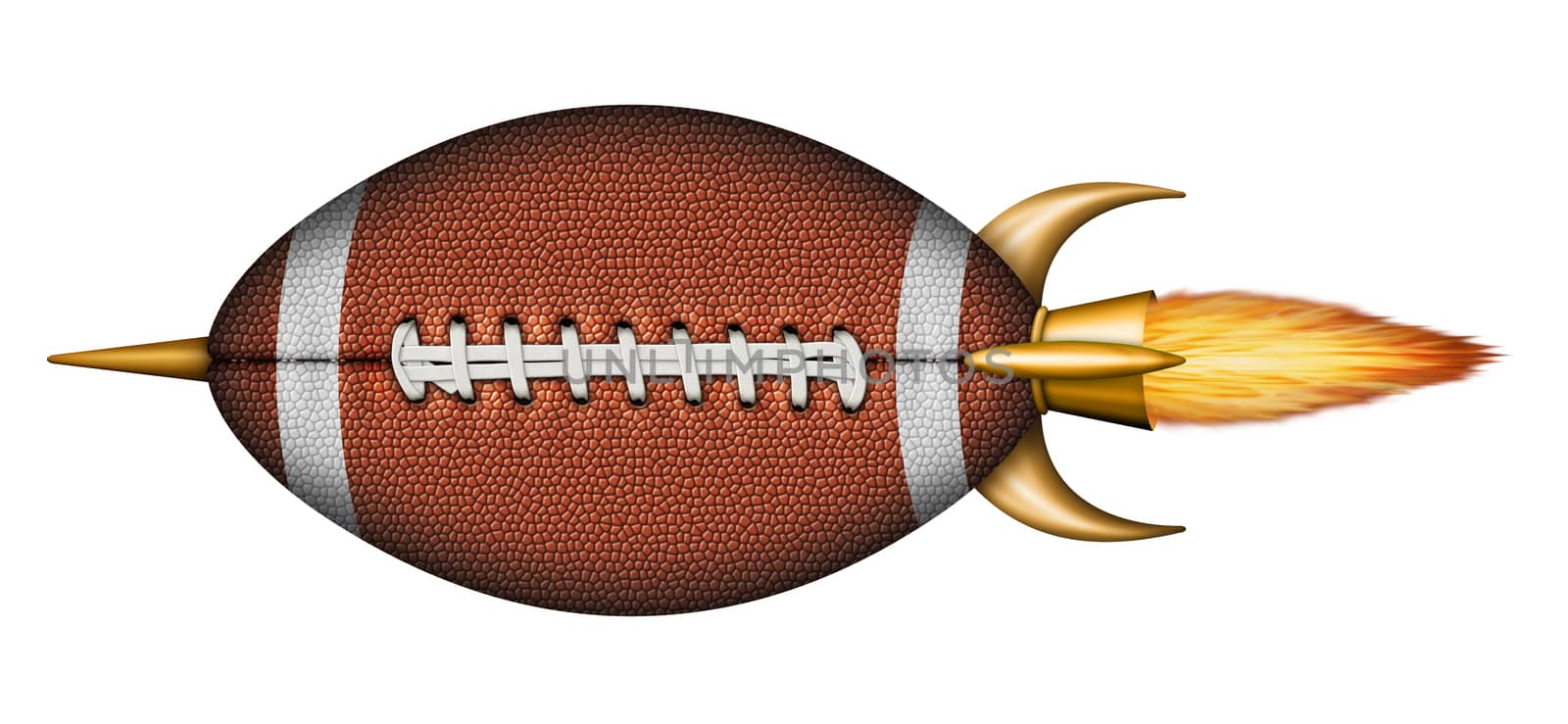 Illustration of a football as a spaceship.          