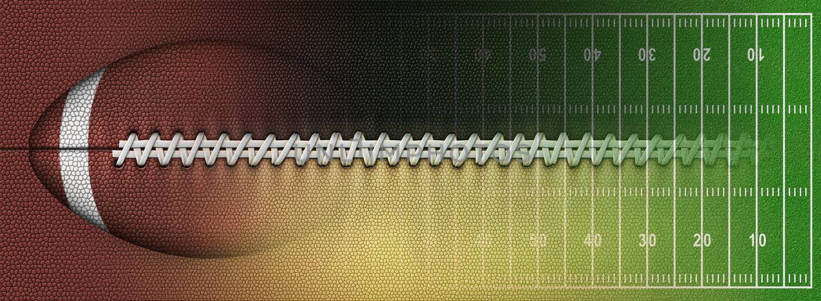 Digital Illustration of a footballÕs texture, laces, and a football field to use as a background for text or other graphics.  