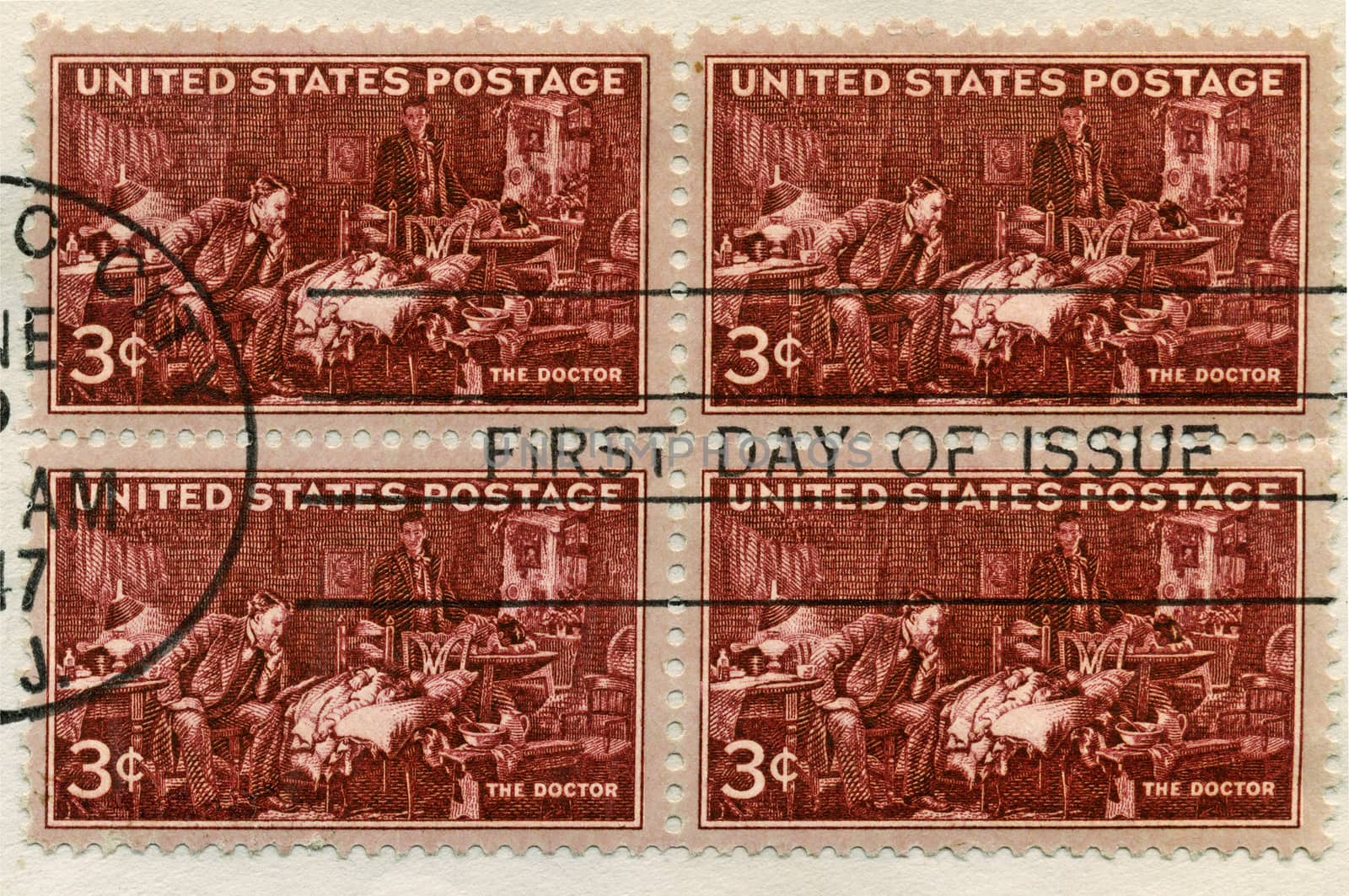 U.S. Postage Stamps commemorating the Doctor. Stamps are pre-1978 and are cancelled (from my personal stamp collection.)