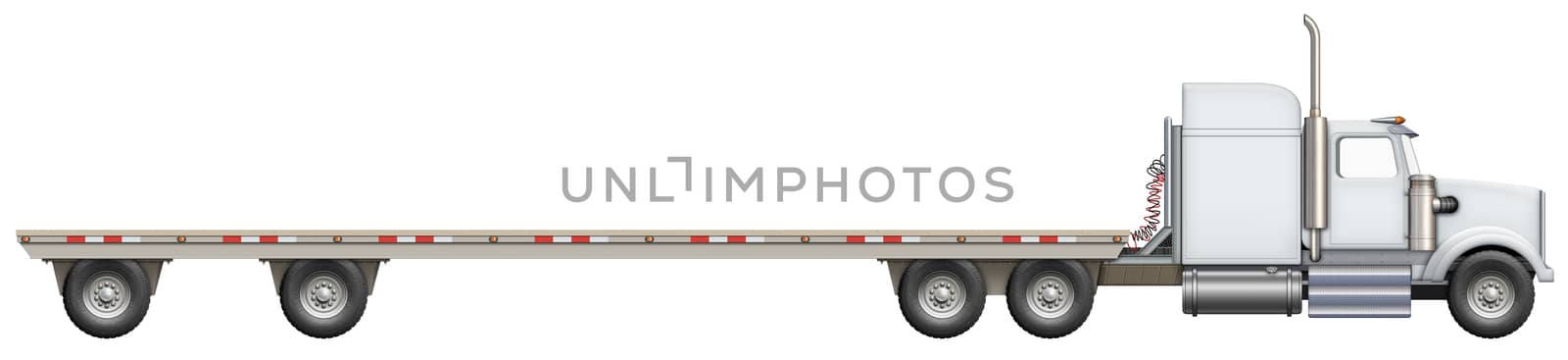 Illustration of a flatbed truck. The bed is empty and ready for your creative ideas.