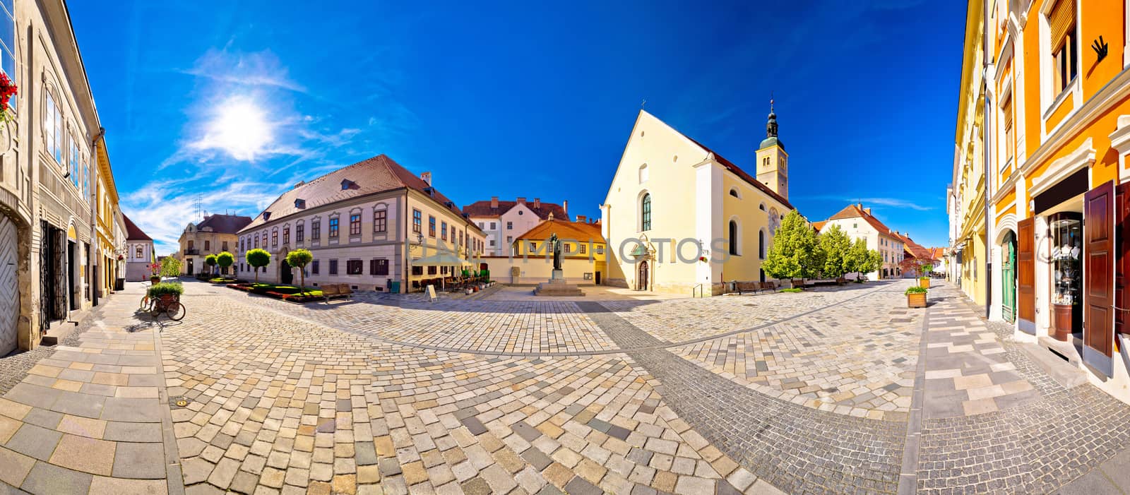 Baroque town of Varazdin square panoramic view, northern Croatia